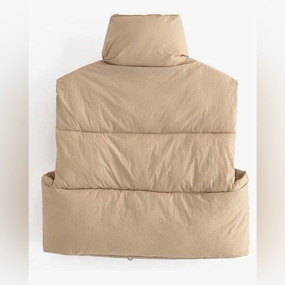 FindThy Cropped Puffer Vest in Beige - Picture 7 of 12